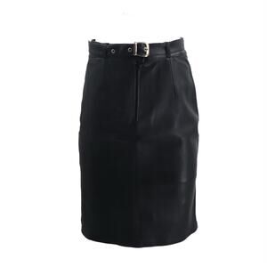 Lanvin Vintage Leather Belted Pencil Skirt Size 38